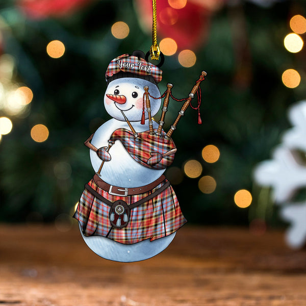 Dalrymple of Castleton Weathered Clan Badge Tartan Wood Acrylic Ornament Snowman Bagpipe Personalized