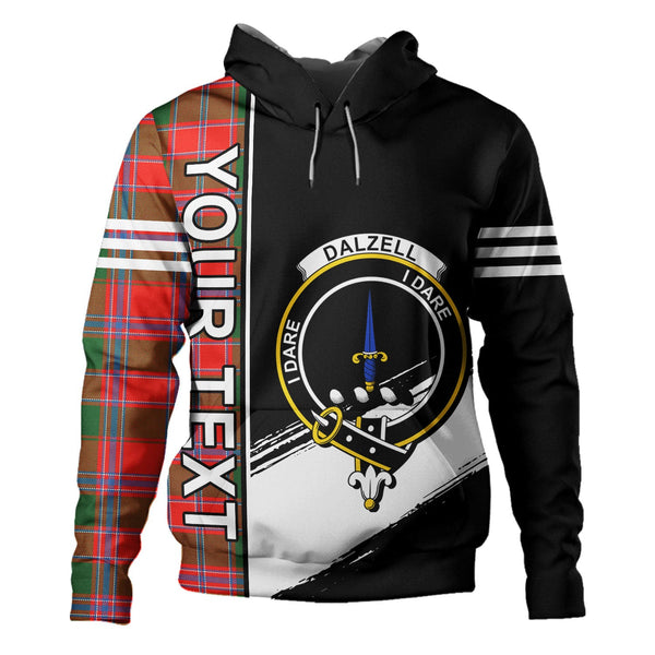 Dalzell Clan Badge Tartan Hoodie Quarter Style Personalized