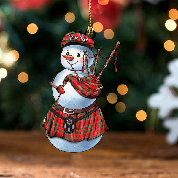 Dalziel Modern Clan Badge Tartan Wood Acrylic Ornament Snowman Bagpipe Personalized