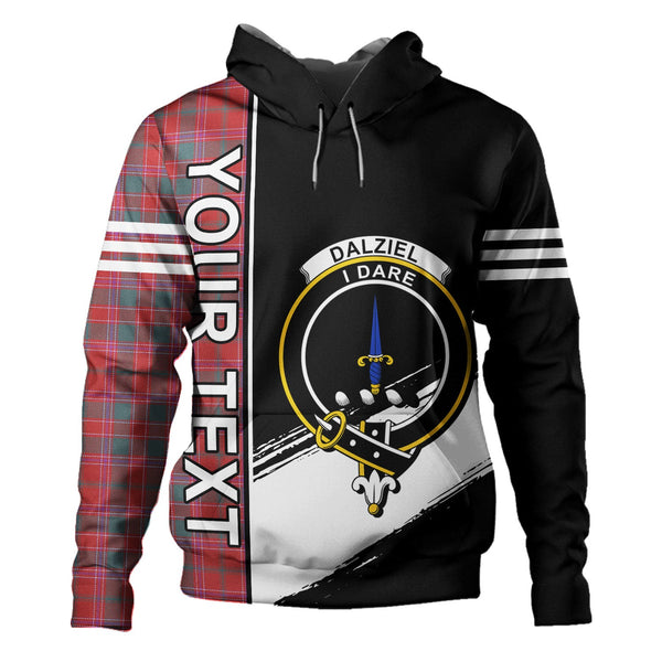 Dalziel Weathered Clan Badge Tartan Hoodie Quarter Style Personalized