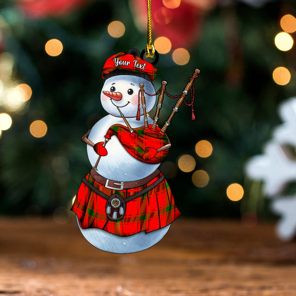 Darroch Clan Badge Tartan Wood Acrylic Ornament Snowman Bagpipe Personalized