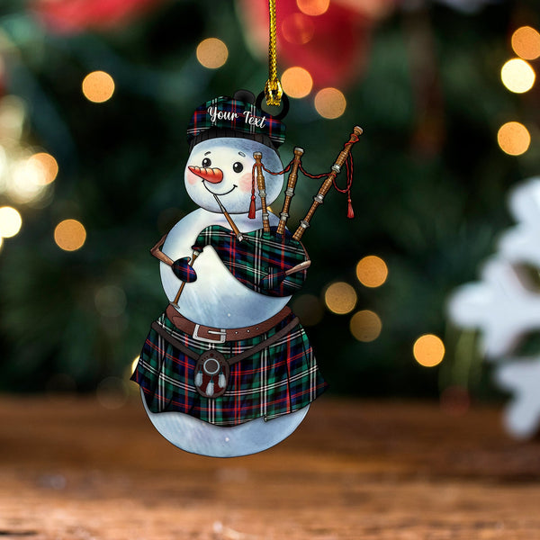 Davidson Double Modern Tartan Wood Acrylic Ornament Snowman Bagpipe Personalized