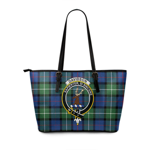 Davidson Modern Clan Badge Tartan Leather Tote Bag