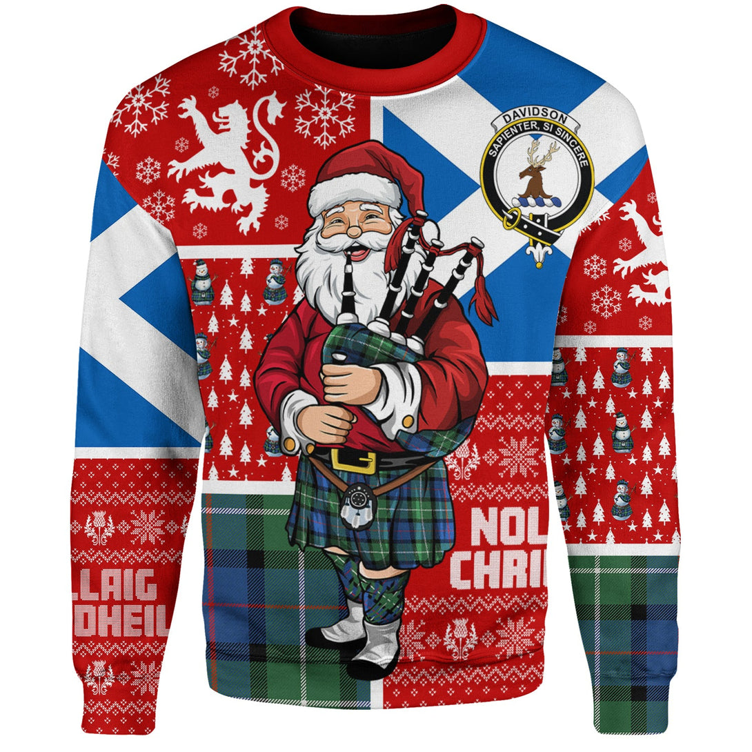 Davidson Modern Clan Badge Tartan Sweatshirt Scotland Christmas Santa