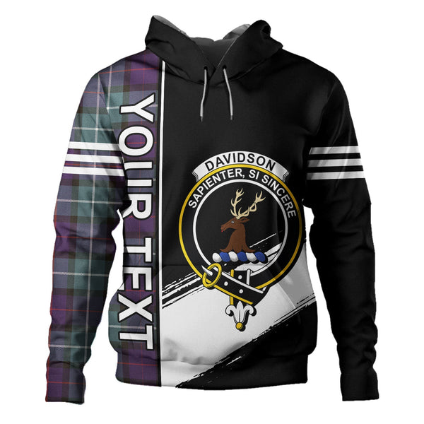 Davidson Weathered Clan Badge Tartan Hoodie Quarter Style Personalized