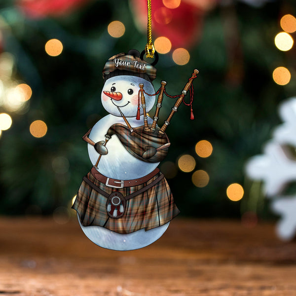 Davidson (Vestiarium Scoticum) Weathered Tartan Wood Acrylic Ornament Snowman Bagpipe Personalized