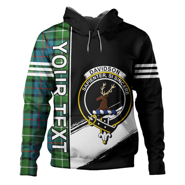 Davidson of Tulloch Ancient Clan Badge Tartan Hoodie Quarter Style Personalized