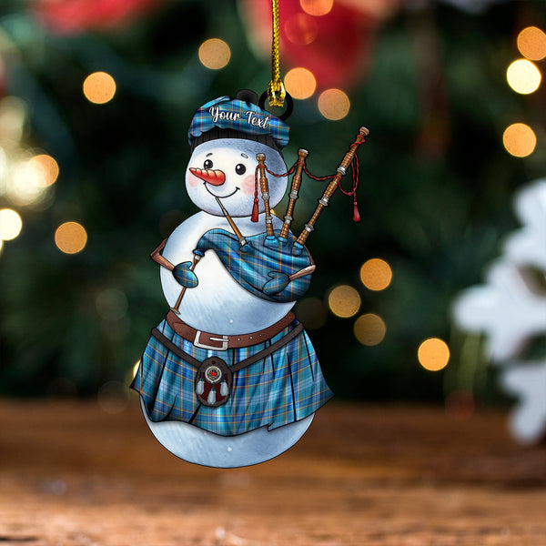 Dempster Ancient Clan Badge Tartan Wood Acrylic Ornament Snowman Bagpipe Personalized