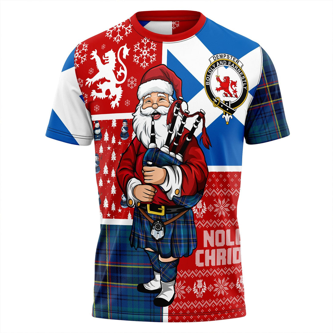 Dempster Modern Clan Badge Tartan T-Shirt Scotland Christmas Santa