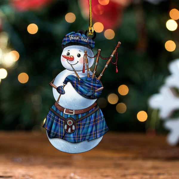 Dempster Modern Clan Badge Tartan Wood Acrylic Ornament Snowman Bagpipe Personalized