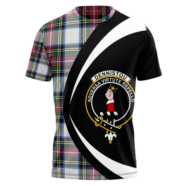 Dennistoun Clan Badge Tartan T-Shirt Circle Style Personalized