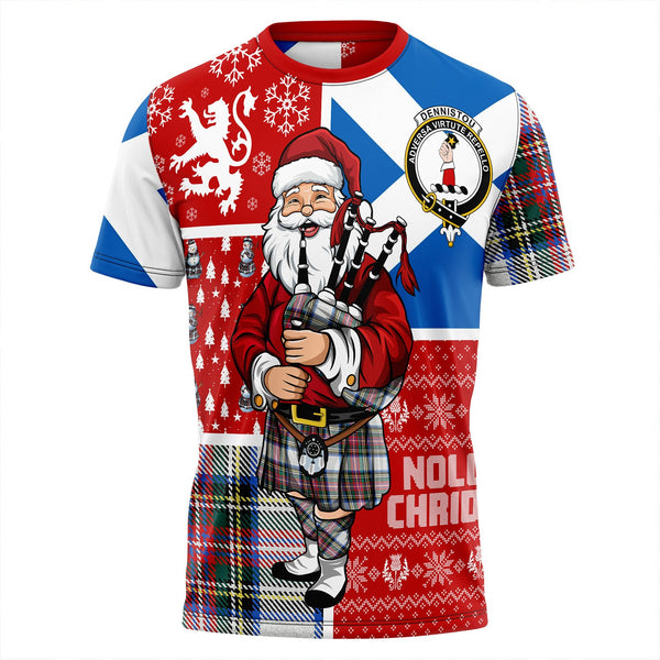 Dennistoun Clan Badge Tartan T-Shirt Scotland Christmas Santa