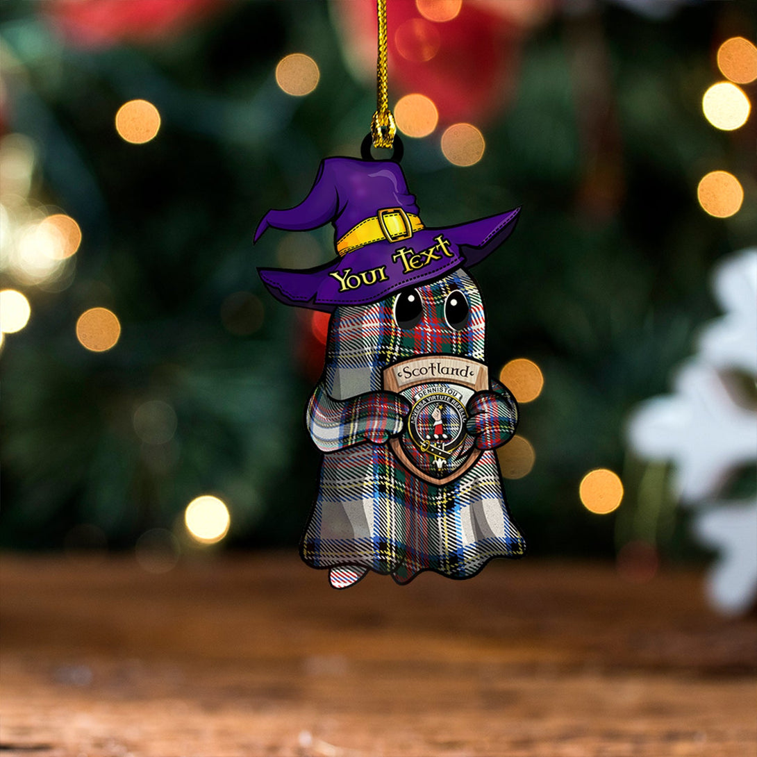 Dennistoun Clan Badge Tartan Wood Acrylic Ornament Halloween Ghost