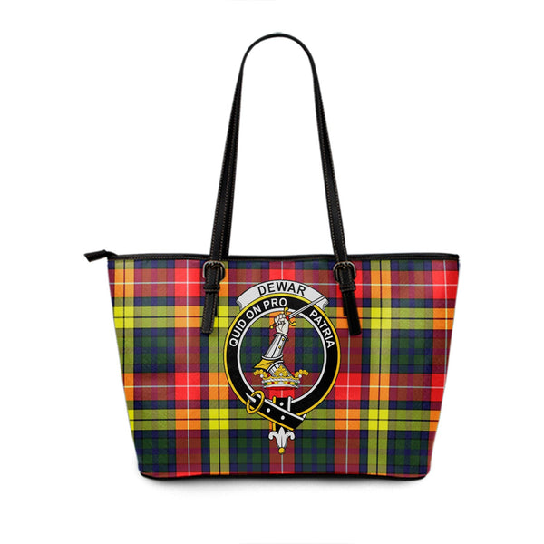 Dewar Clan Badge Tartan Leather Tote Bag