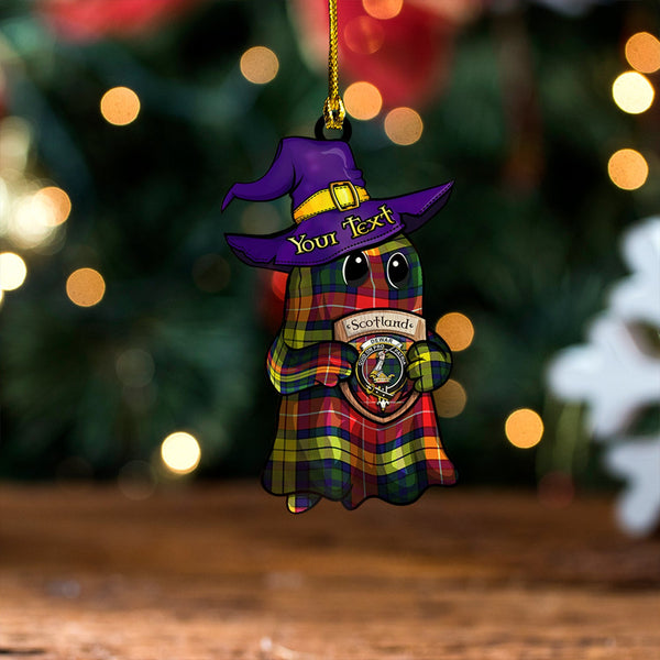 Dewar Clan Badge Tartan Wood Acrylic Ornament Halloween Ghost