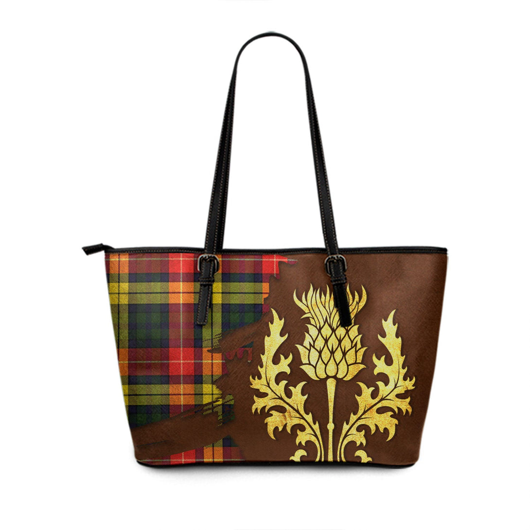 Dewar Tartan Leather Tote Bag Thistle Oldest Style