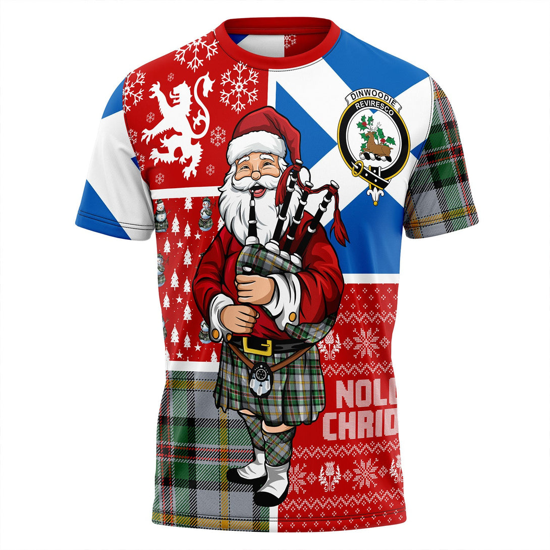 Dinwoodie Modern Clan Badge Tartan T-Shirt Scotland Christmas Santa