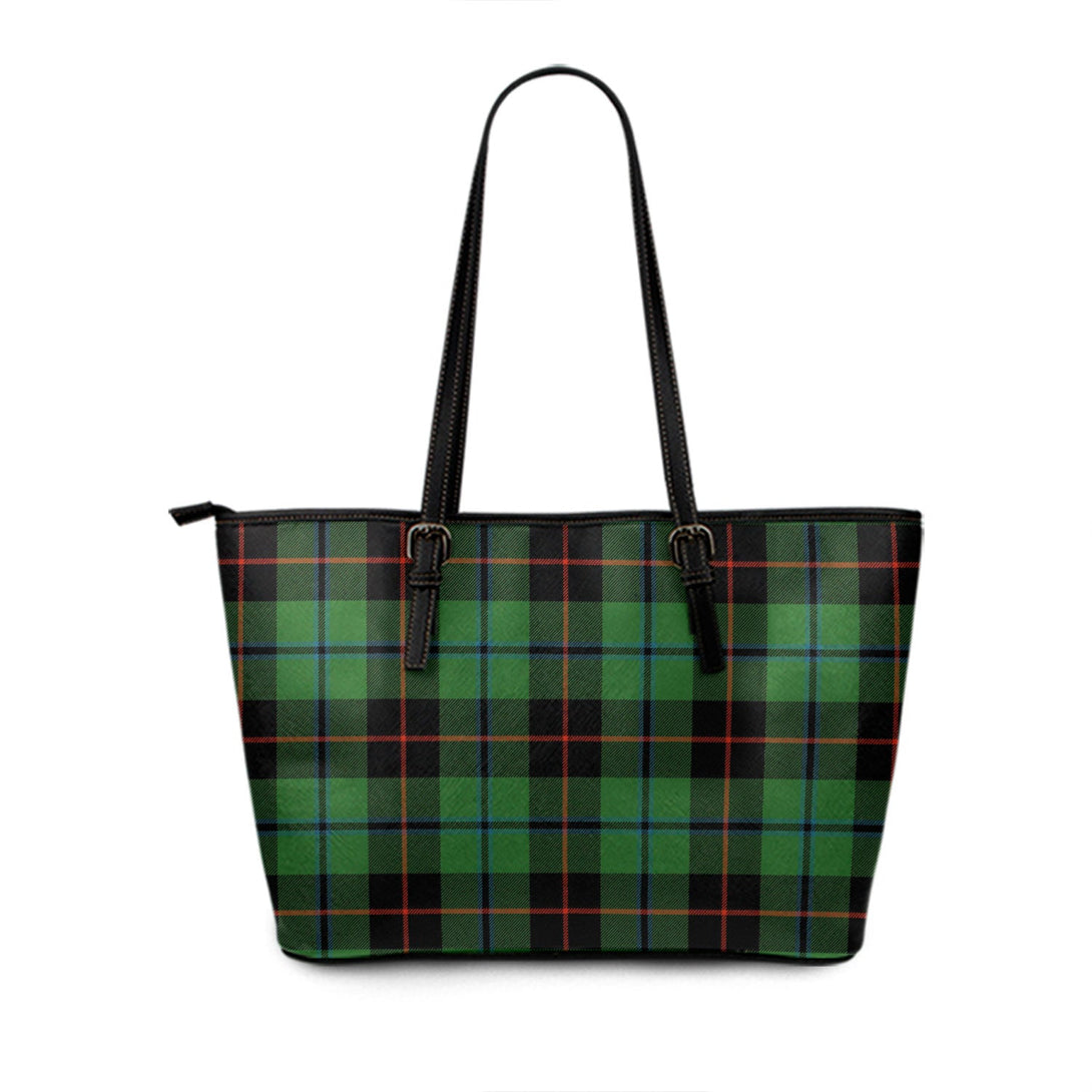 Douglas Black Ancient Tartan Leather Tote Bag