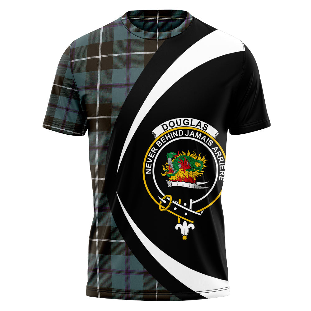 Douglas Weathered Clan Badge Tartan T-Shirt Circle Style Personalized