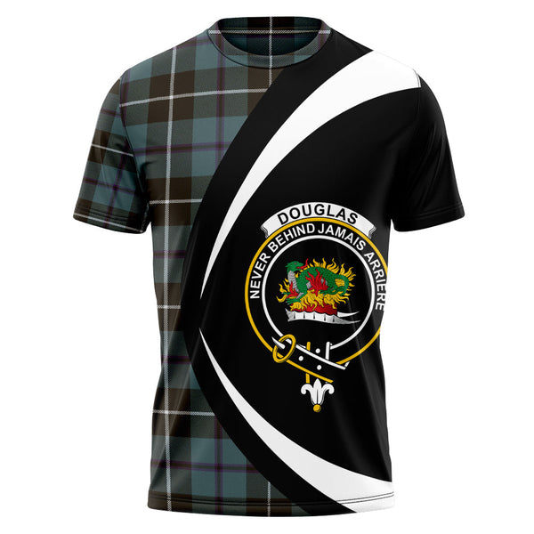 Douglas Weathered Clan Badge Tartan T-Shirt Circle Style Personalized