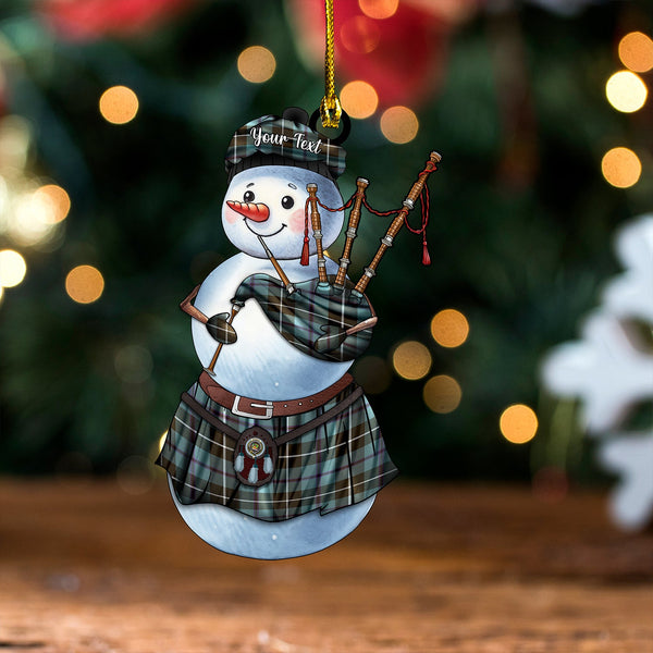 Douglas Weathered Clan Badge Tartan Wood Acrylic Ornament Snowman Bagpipe Personalized