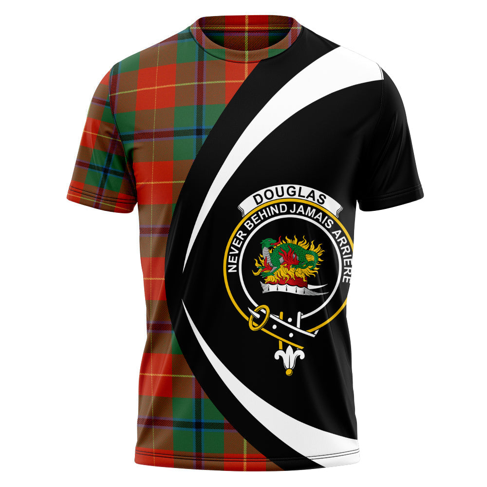 Douglas of Roxburgh Ancient Clan Badge Tartan T-Shirt Circle Style Personalized