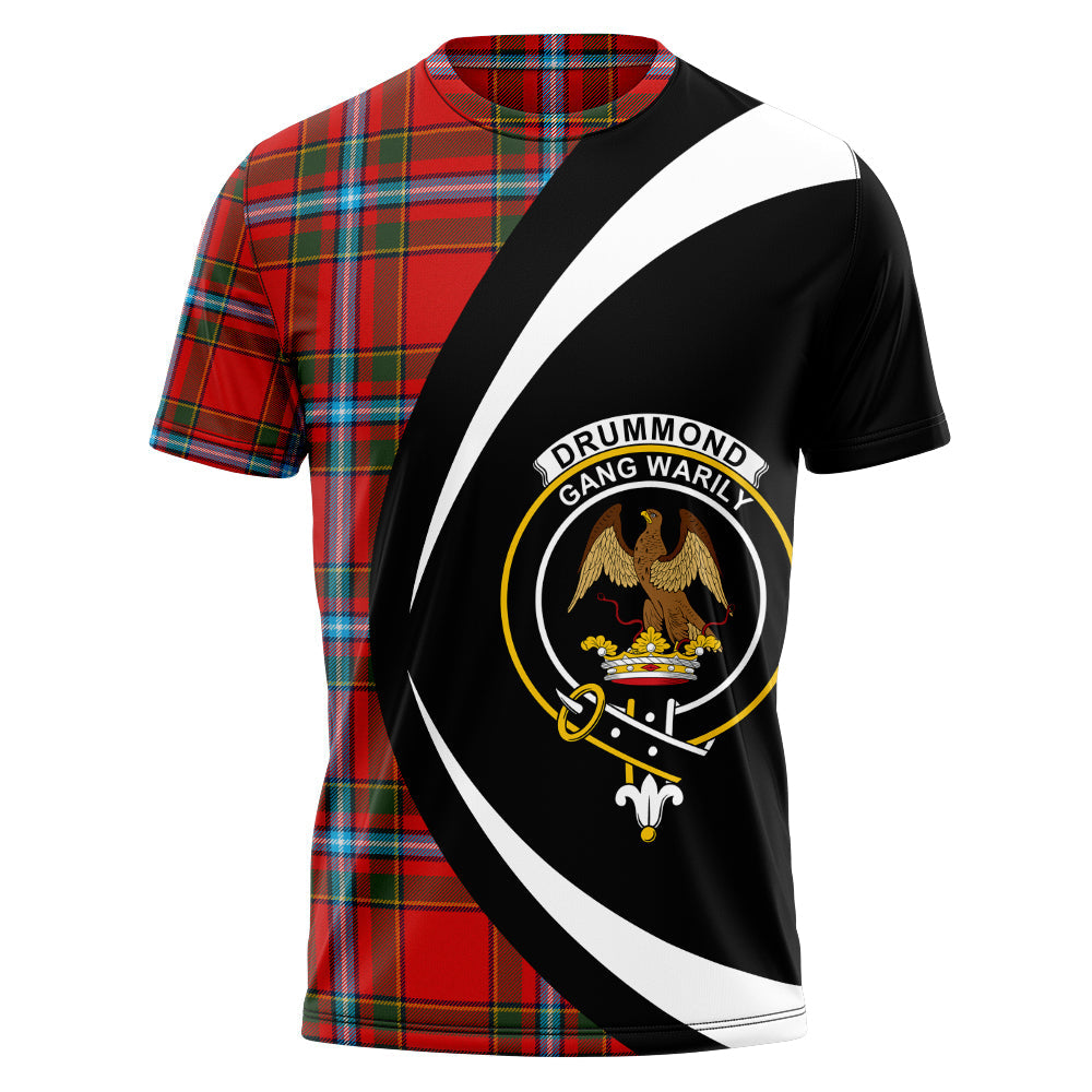 Drummond of Fingask Modern Clan Badge Tartan T-Shirt Circle Style Personalized