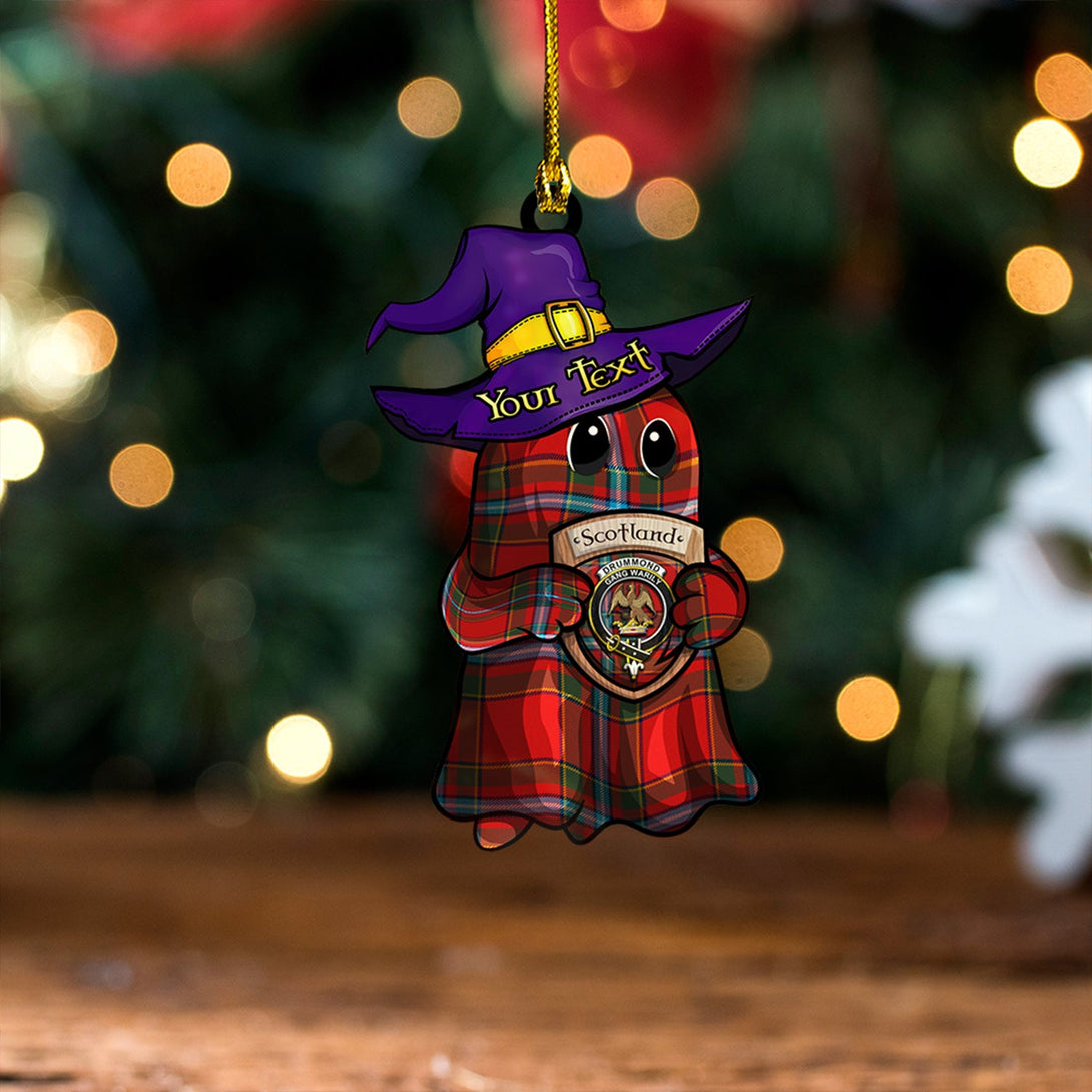 Drummond of Fingask Modern Clan Badge Tartan Wood Acrylic Ornament Halloween Ghost