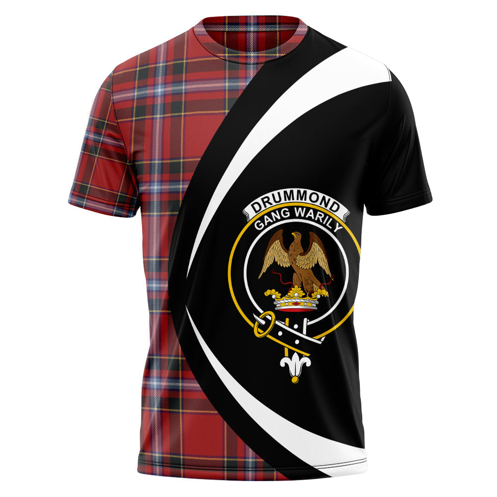 Drummond of Fingask Weathered Clan Badge Tartan T-Shirt Circle Style Personalized