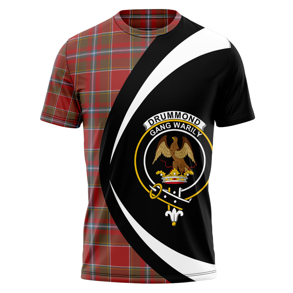 Drummond of Perth Weathered Clan Badge Tartan T-Shirt Circle Style Personalized