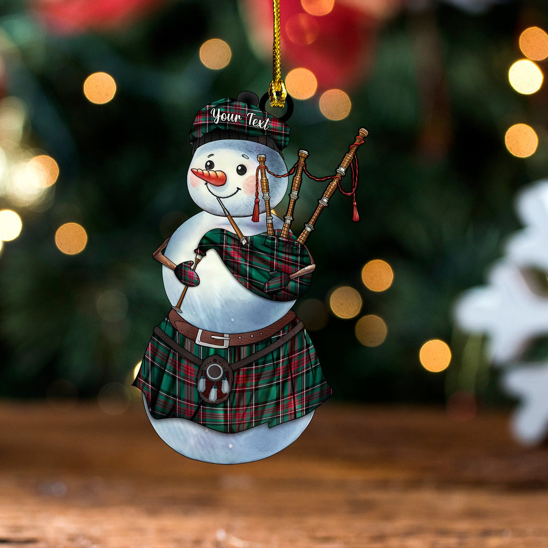 Dryfe Modern Tartan Wood Acrylic Ornament Snowman Bagpipe Personalized