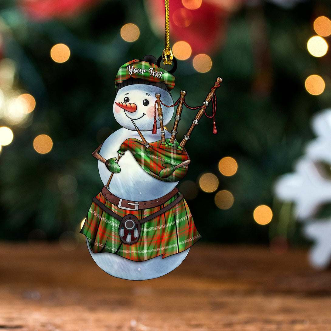 Duke of Rothesay Hunting Ancient Tartan Wood Acrylic Ornament Snowman Bagpipe Personalized