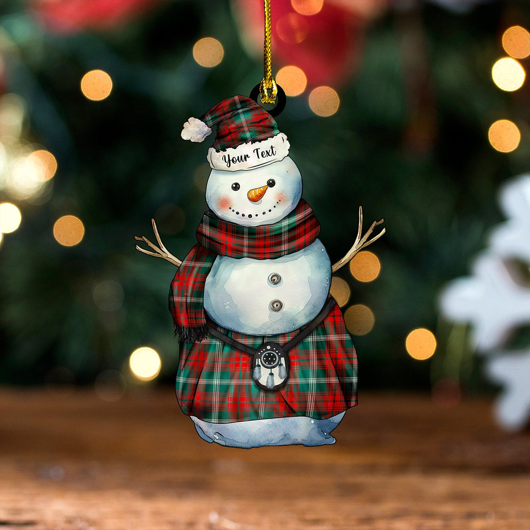 Duke of Rothesay Hunting Modern Tartan Wood Acrylic Ornament Snowman Warrior Personalized