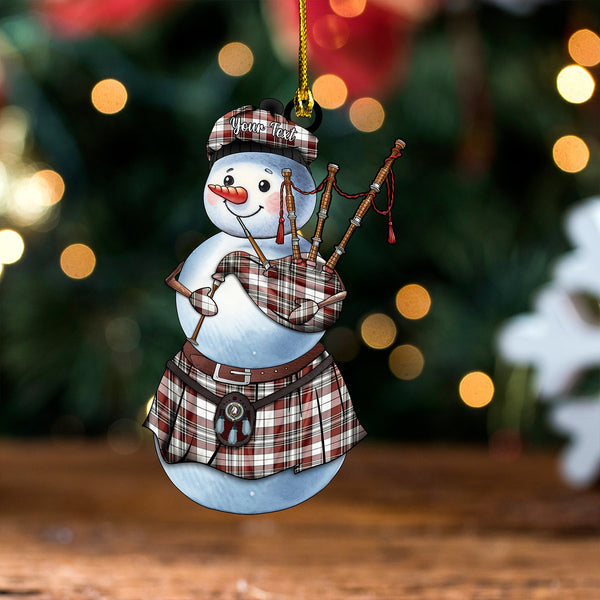 Dunbar Plaid Weathered Clan Badge Tartan Wood Acrylic Ornament Snowman Bagpipe Personalized