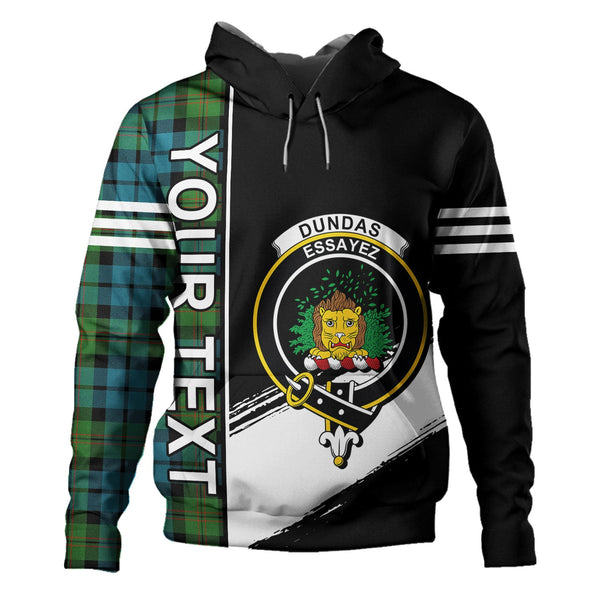 Dundas Ancient Clan Badge Tartan Hoodie Quarter Style Personalized