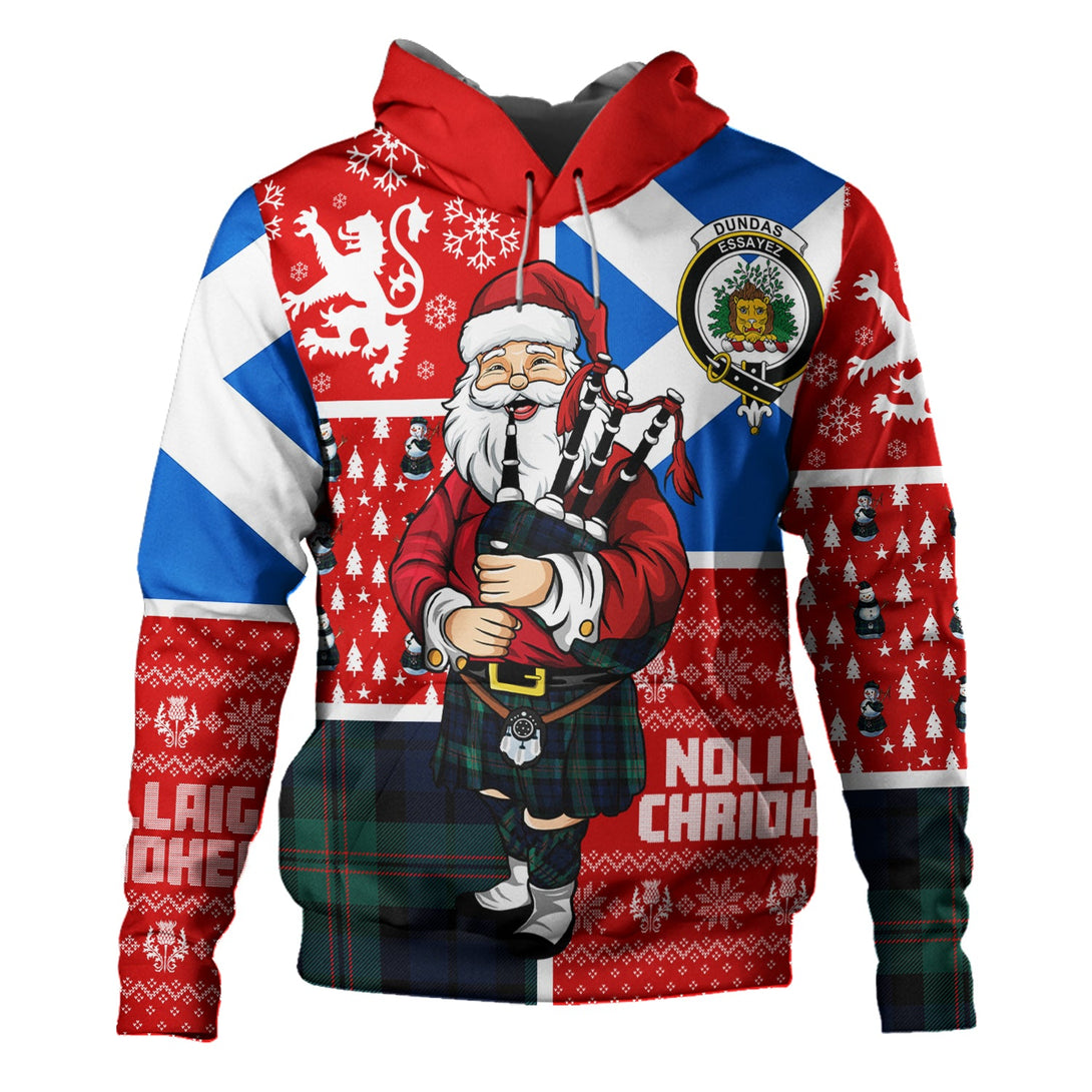 Dundas Modern Clan Badge Tartan Hoodie Scotland Christmas Santa