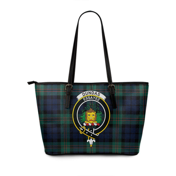 Dundas Modern Clan Badge Tartan Leather Tote Bag