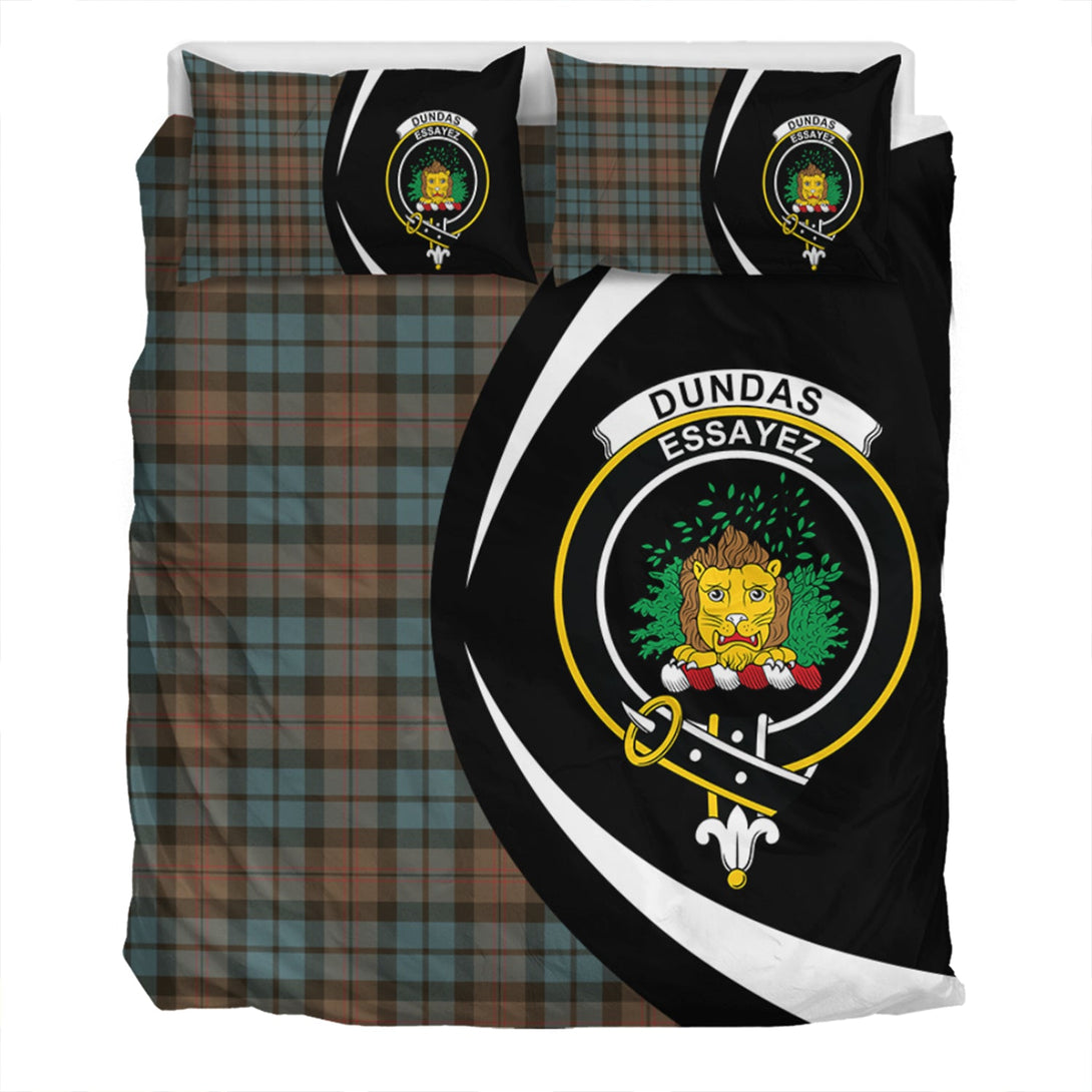 Dundas Weathered Clan Badge Tartan Bedding Set Circle Style