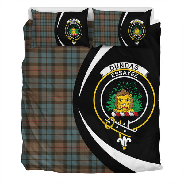 Dundas Weathered Clan Badge Tartan Bedding Set Circle Style