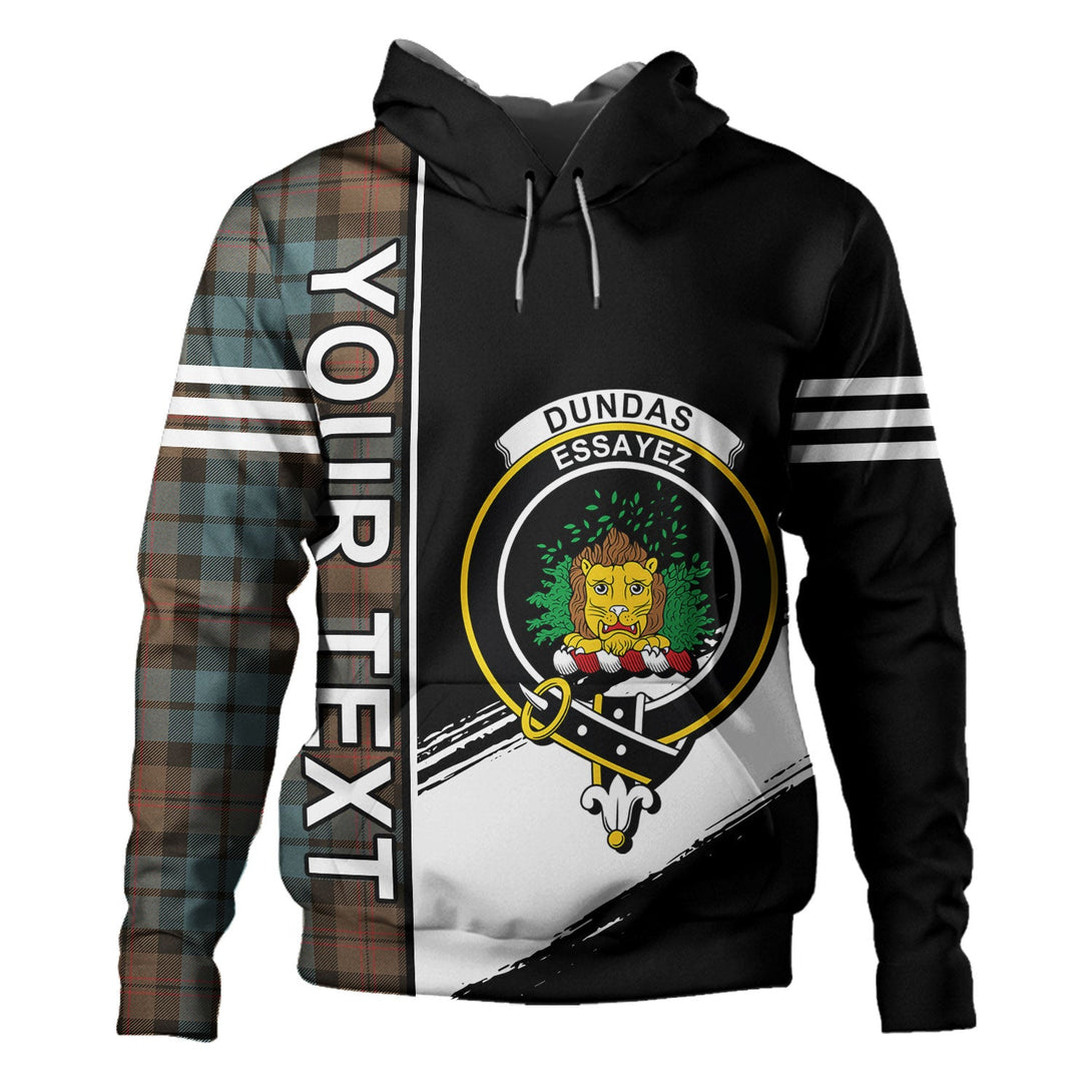 Dundas Weathered Clan Badge Tartan Hoodie Quarter Style Personalized