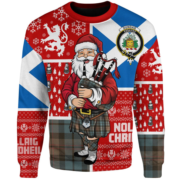 Dundas Weathered Clan Badge Tartan Sweatshirt Scotland Christmas Santa