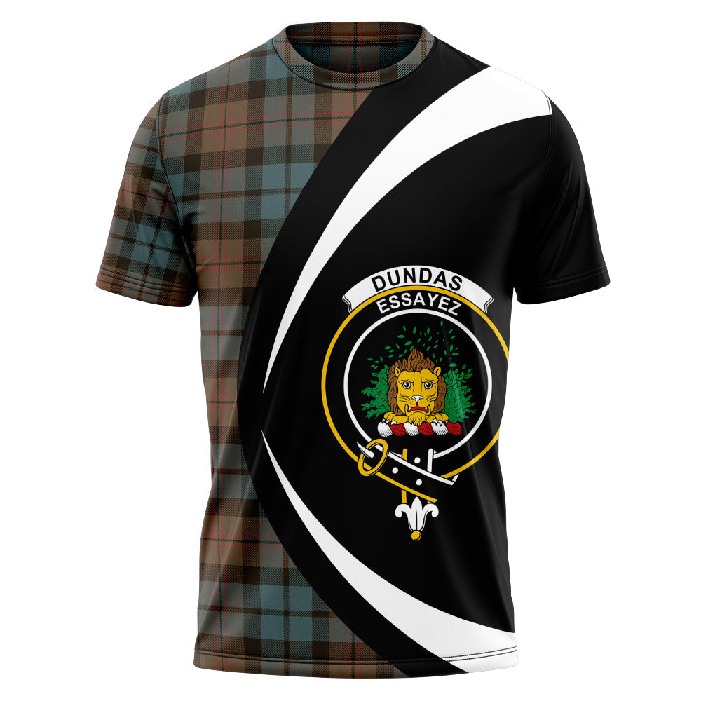 Dundas Weathered Clan Badge Tartan T-Shirt Circle Style Personalized