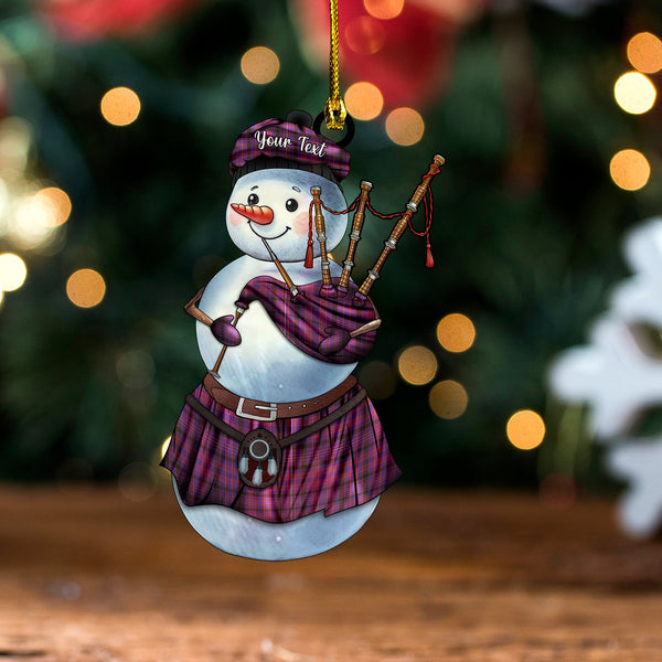 Dundonald Weathered Tartan Wood Acrylic Ornament Snowman Bagpipe Personalized