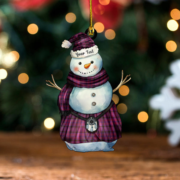 Dundonald Weathered Tartan Wood Acrylic Ornament Snowman Warrior Personalized