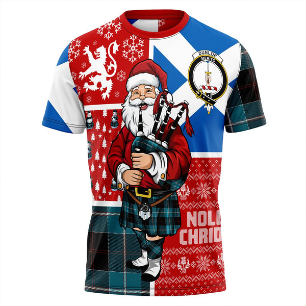 Dunlop Ancient Clan Badge Tartan T-Shirt Scotland Christmas Santa