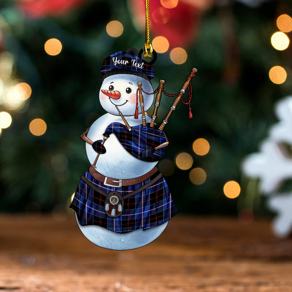 Dunlop Modern Clan Badge Tartan Wood Acrylic Ornament Snowman Bagpipe Personalized