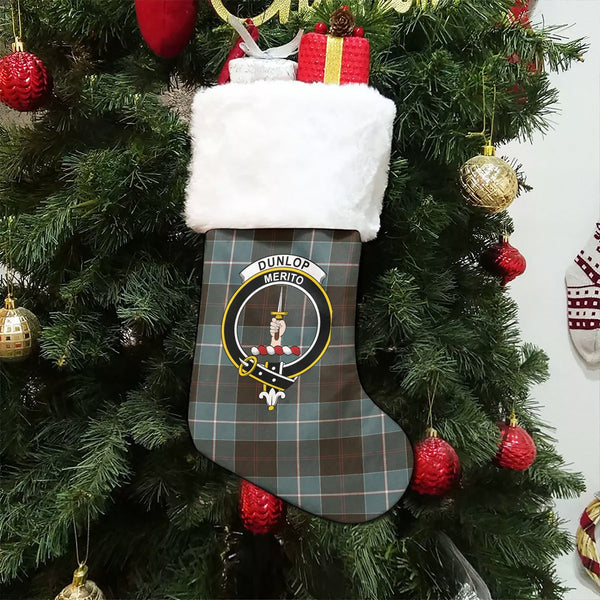 Dunlop Weathered Clan Badge Tartan Christmas Stocking