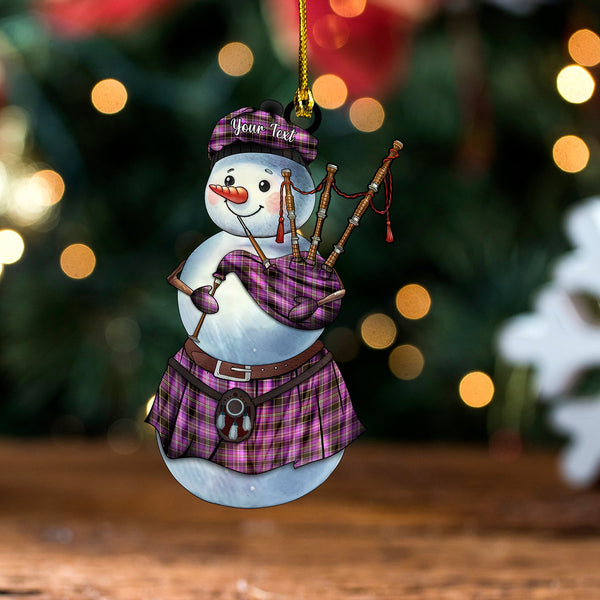 Dunlop 2 Weathered Tartan Wood Acrylic Ornament Snowman Bagpipe Personalized