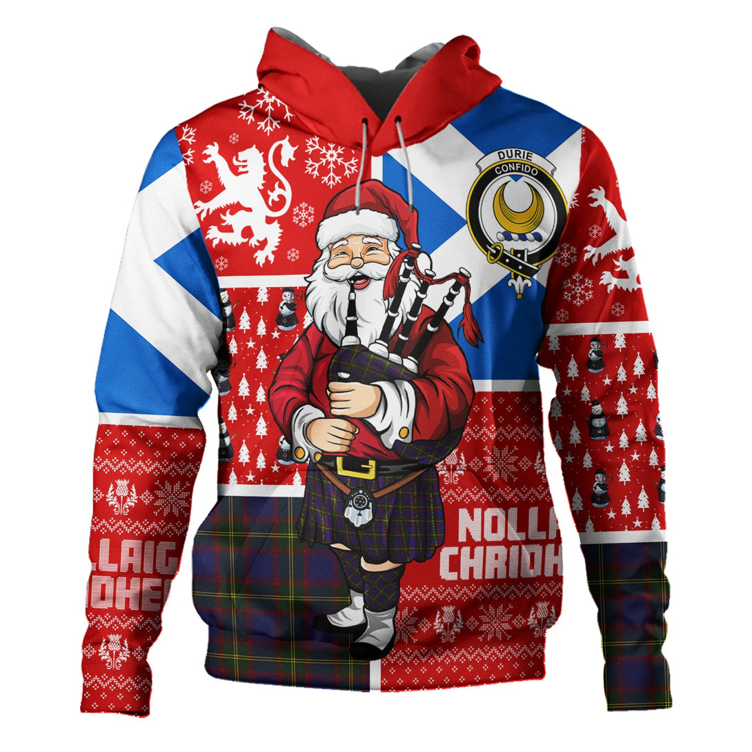 Durie Clan Badge Tartan Hoodie Scotland Christmas Santa