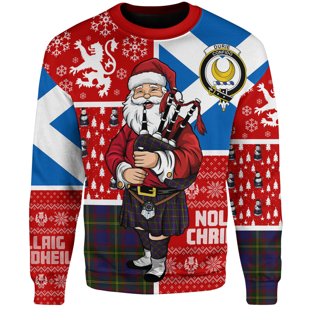 Durie Clan Badge Tartan Sweatshirt Scotland Christmas Santa